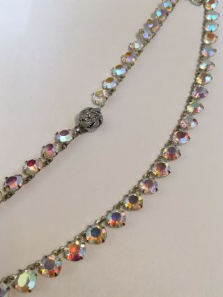 Art Deco Vintage Rainbow Iris Open Back Rhinestone Paste Necklace (20 Inches)