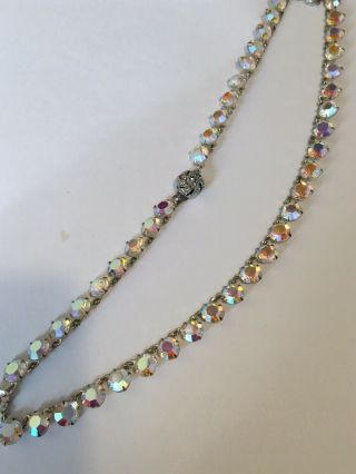 art deco Vintage Rainbow Iris Open Back Rhinestone Paste necklace (20 Inches) 3