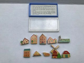 Vintage Simplex Puzzles Made In Holland Miniature Wood Puzzle Colorful 10 Piece