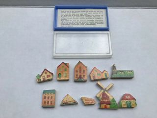 Vintage Simplex Puzzles Made in Holland Miniature Wood Puzzle colorful 10 piece 2