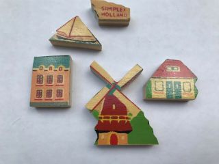 Vintage Simplex Puzzles Made in Holland Miniature Wood Puzzle colorful 10 piece 3