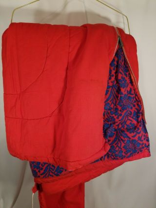 Vintage Coleman Flannel Sleeping Bag Red Blue Floral Reversible 33x75 Large