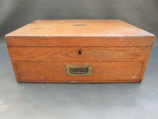 Vintage empty oak wooden cutlery box with drawer - convert to collectors box 2