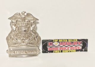 Vintage Metal Silver Eagle Patrolman Police Badge 2.  5x2” -