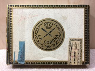 Series 1953 Tobacco Stamp - Cigar Box Wooden Tobacco La Corona Cigar Box