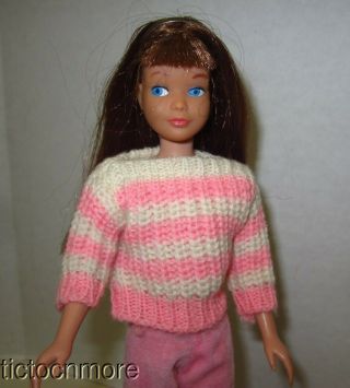 Vintage Barbie Skipper Doll Rootbeer Brunette No 0950 & Hong Kong Clone Outfit