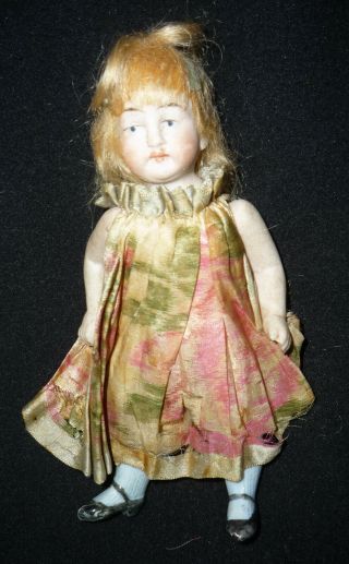 2 Antique Porcelain - Bisque Dolls Mohair Wig Germany