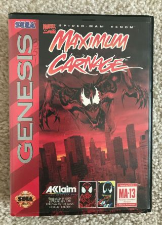 Maximum Carnage Sega Genesis 1994 Vtg Vintage Spider - Man Venom Marvel Euc