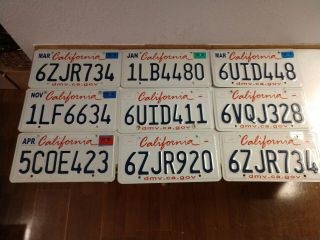 California License Plate Expired Tags Random Numbers Letters Price For One