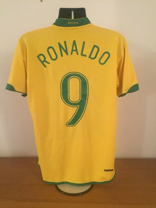 Brazil Home Shirt 2004/06 Ronaldo 9 Large Vintage Rare