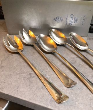 Vintage Set Of 5 Silver Guild Silver Plate Serving Spoons & Forks