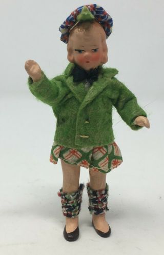 Antique Bisque Scottish Costumed Dollhouse Girl Doll Germany
