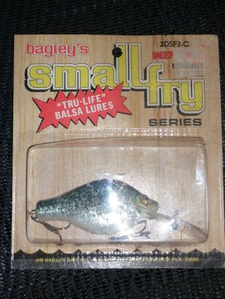 Bagley ' s Small Fry Crappie Crankbait TFF Vintage Wood Fishing Lure NIC 2DSF2 - C 3