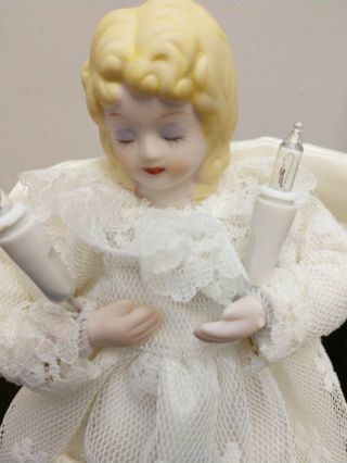 Vintage Porcelain Face Angel 10 Light Tree Topper.  Tested/ Box 