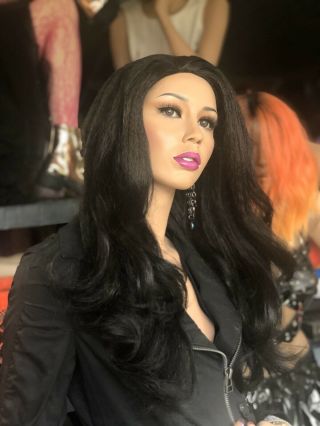 Ebony 3 Black Long Wavy Soft Sexy Luxurious Vintage Soft Cap Mannequin Wig