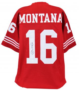 49ers Joe Montana Authentic Signed Red Jersey Autographed Jsa Witness