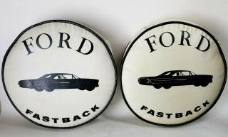 Vintage Ford Fastback Seat Pillows - - 9 " Vinyl Seat Cushions - - Black/white
