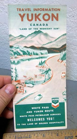 Vintage 1960s Highway Map Of The Yukon & Alaska (alcan) Highway,  Chevron Issue