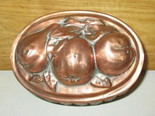 Antique Victorian Copper Tin Jelly Pudding Mold With Fruit Design