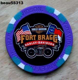 Harley Davidson " Fort Bragg " Fayetteville North Carolina Army Dealer Poker Chip