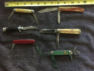 6 Vintage Folding Pocket Knives,  Kutmaster Boy Scout,  Hammer,  Victornix,  Queen
