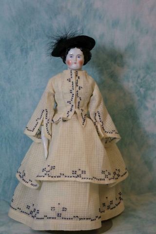 15 - Inch Antique China Head Doll Germany 1860s Body W China Limbs Lovely