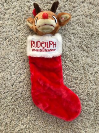 Gemmy Rudolph The Red Nose Reindeer Christmas Stocking Sound Animated Vtg