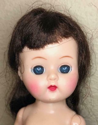 Vintage 1950s 8 " Ginger Hard Plastic Ginny Type Doll,  Brunette,  Blue Eyes
