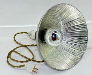 Vintage Permaflector Silver Mercury Glass X - Ray Light Shade Lamp - Steampunk