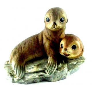 Masterpiece Porcelain Seal Vintage Figurine By Homco Otter Seals Decor By Mr