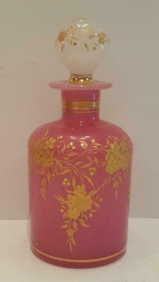 Quality 19thc Victorian French Pink Opaline Gold Gilt Perfume Bottle