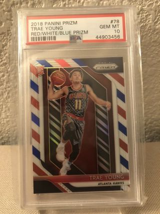 Trae Young 2018 Panini Prizm Red White Blue Psa 10 78