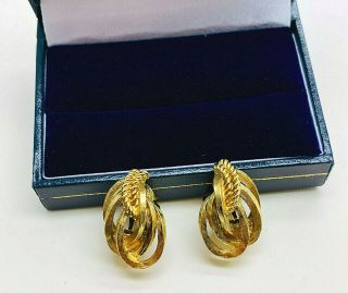 Vintage Jewellery Signed Christian Dior Gold Plated Clip On Earrings