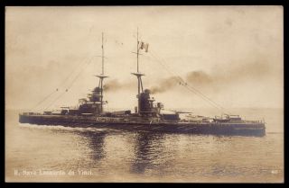Nave Leonardo Da Vinci Italian Battleship.  Old Real Photo Postcard Ship Italy