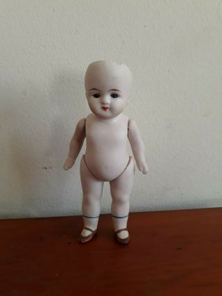 Antique 6.  5 " German All Bisque Doll W/glass Sleep Eyes Fully Jointed Marked P607