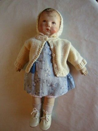 Antique 14 " Kathe Kruse Germany Cloth Doll C.  1930? Model 1?