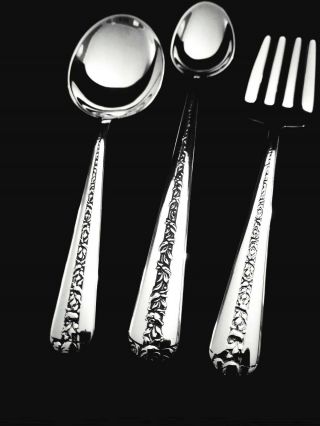 Towle Rambler Rose Sterling Silver 3 pc Baby Fork and Spoon Set -  2