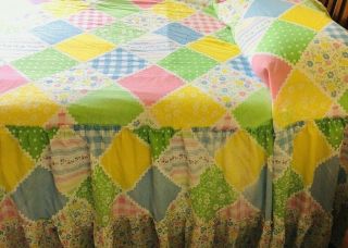 Vintage Sears Twin Bedspread Sham Table Cover Canopy Top Pastel Patchwork