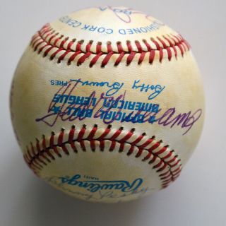 Boston Red Sox Old Timers Game Signed Baseball 1990s Williams,  Feller,  Malzone,