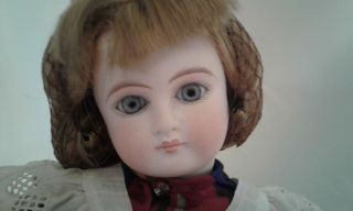 14 " Lovely Antique Sonneberg Bisque Closed Mouth Belton Doll W Blue Eyes