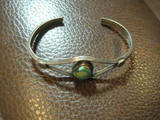 Vintage Estate Native American Navajo Turquoise Silver Cuff Bracelet