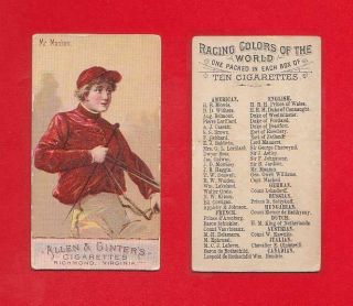 1888 Allen & Ginter - N22 Racing Colors Of The World - Mr Manton Ex