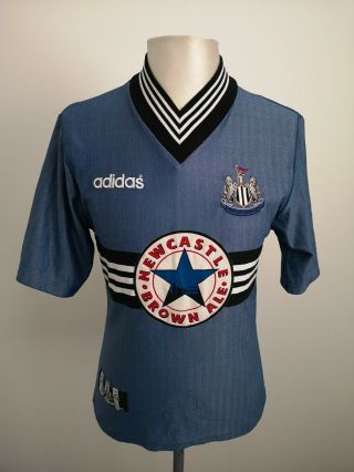 Vintage Adidas Newcastle United Blue Away Football 1996/97 Vgc - Size Small