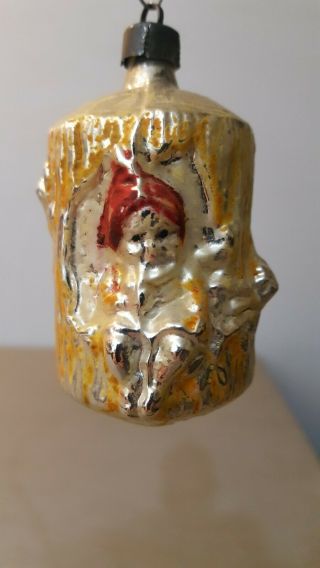 Antique Vintage German Glass Figural " Elf On A Stump ".