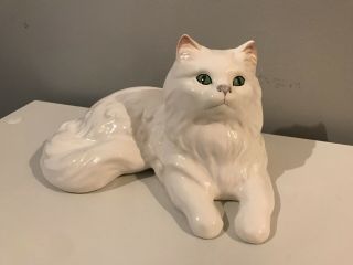 Sylvac Ware White Resting Persian Cat Figurine 60s/70s Vintage Retro