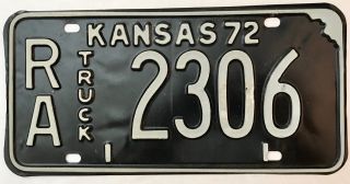 Vintage 1972 Kansas Truck License Plate Ra 2306