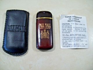 Vintage Pall Mall Famous Cigarettes Windproof C2 Lighter With Leather Case