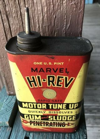 Vintage Marvel Hi Rev Motor Tune Up Can Lead Top Great Colors & Graphics 2