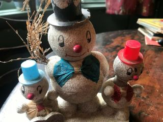 Vintage Snowmen (3) Candy Container
