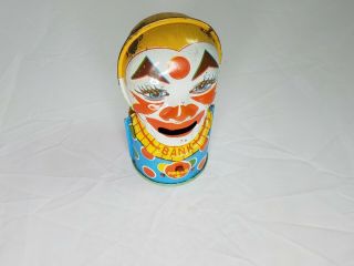Vintage Tin Litho Clown Bank Tonque J Chein Usa Mechanical 1930 - 1940s Old Toy